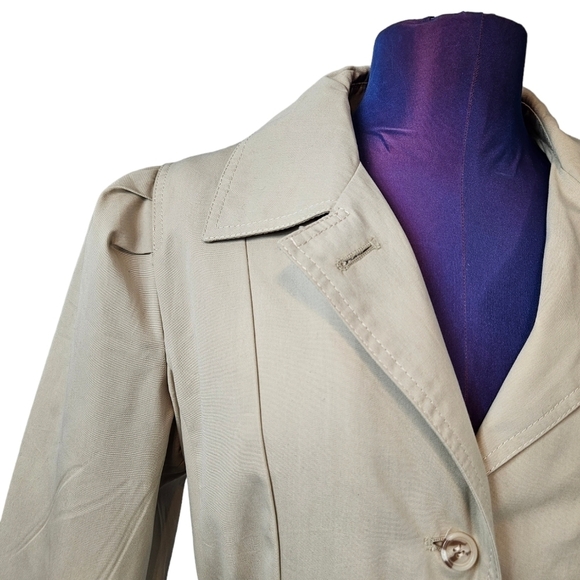 Vintage 70's Khaki Flared Trench Coat Detachable Liner Size 15 Large Women's - Picture 2 of 13